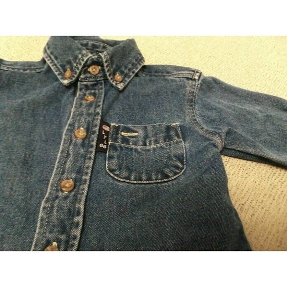 'Lil 66' Route 66 Toddler Front Pocket Button Down Collar Blue Denim Jacket 12M - Picture 6 of 16